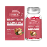 Eelhoe Hair Vitamin Serum Capsule shiny pink box and bottle with Moroccan oil and jojoba oil