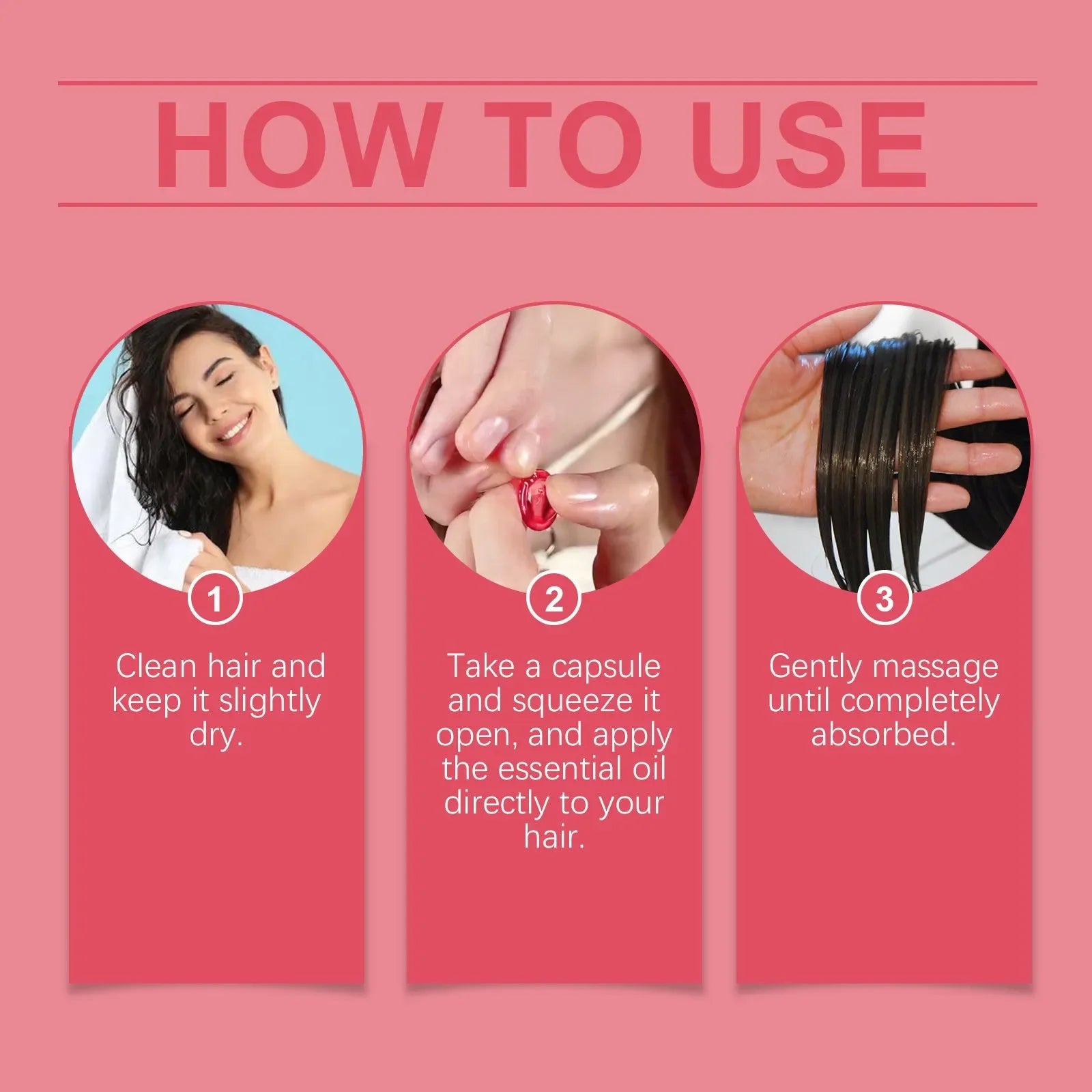 How to use hair essential oil capsules step-by-step illustrated guide with photos.